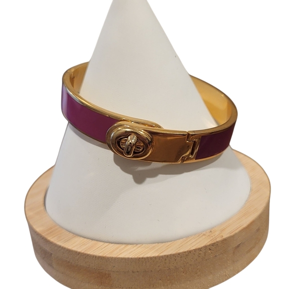 Coach Pink & Gold Tones Hinged Bangle Bracelet - Picture 1 of 5